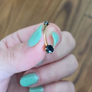The Piercing Emporium Black Onyx, 14k gold, belly button ring